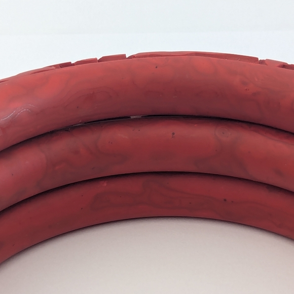 Vintage/Estate Red Carved Chinese Cinnabar Bangle Bracelets; Set of 3 - Picture 8 of 13